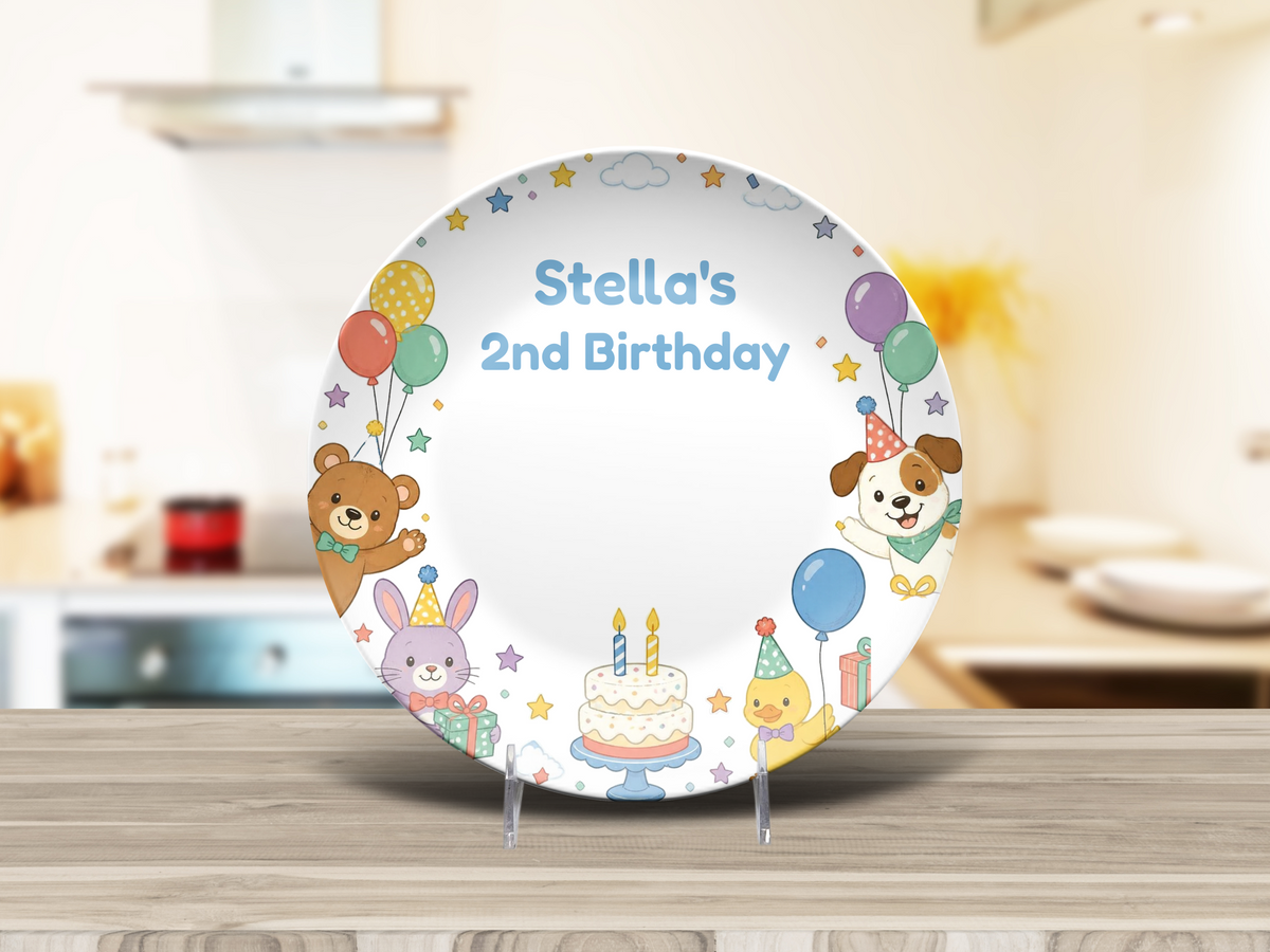 Personalized Birthday Plate, 2nd Birthday Keepsake, Kids Party Decor, Plate With Optional Stand, Toddler Gift, UNBREAKABLE – Not Ceramic