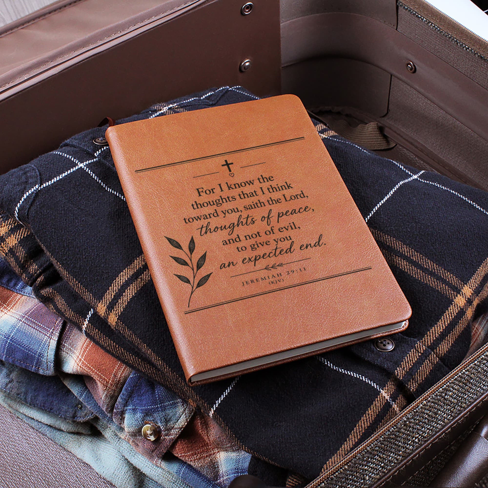 Jeremiah 29:11 Vegan Leather Prayer Journal, Christian Scripture Notebook, Bible Verse Faith Diary