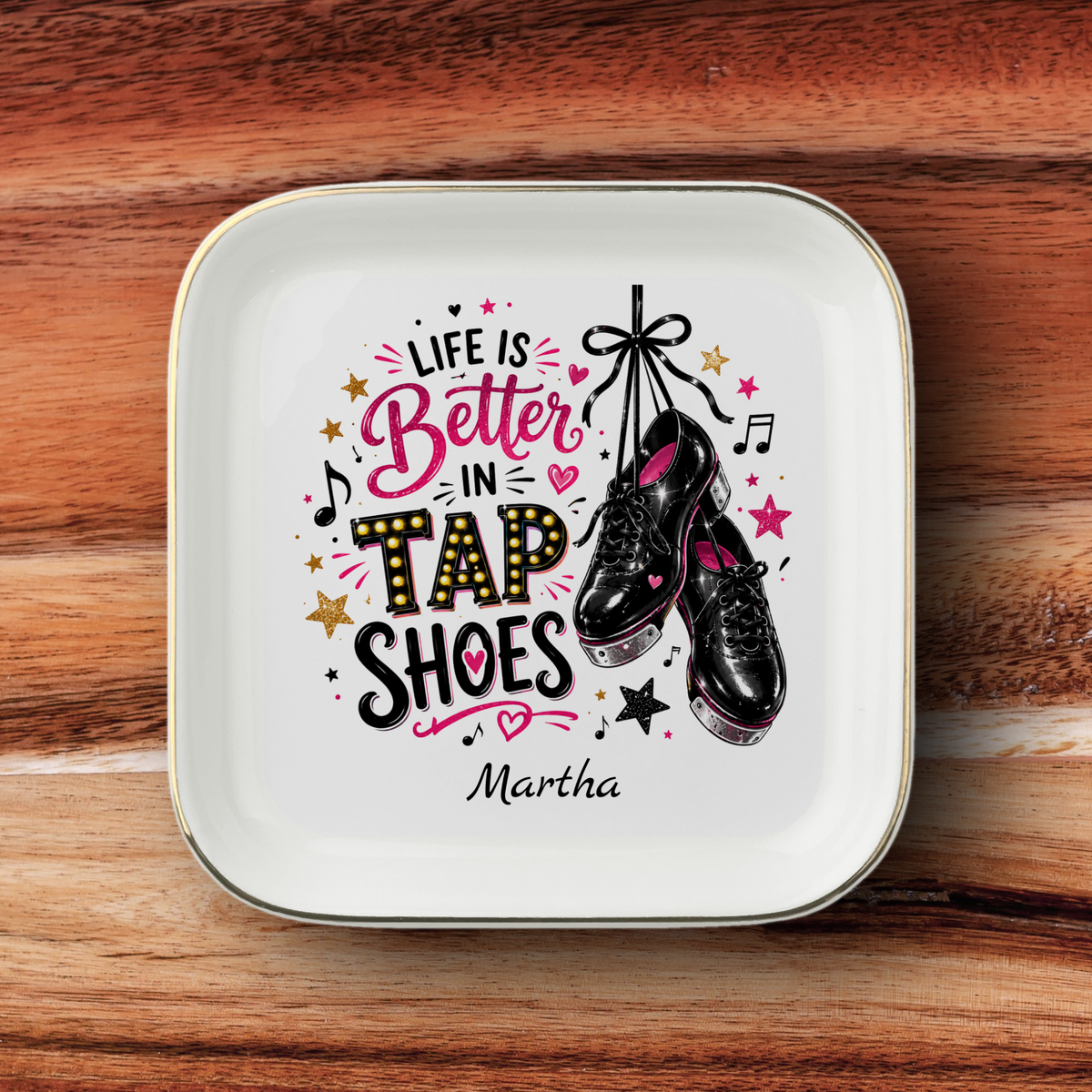 Tap Dance Jewelry Dish, Life Is Better in Tap Shoes Tray, Dancer Gift, Personalized Name Catchall, Dance Recital Gift, Teacher Present