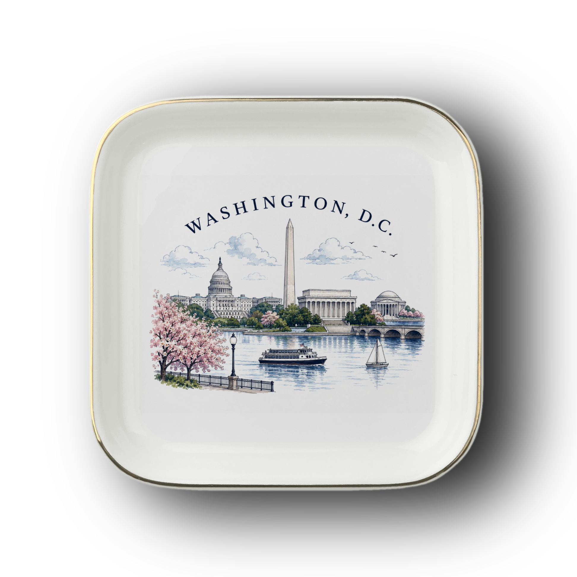 Washington DC Jewelry Dish, Capitol Skyline Trinket Tray, Souvenir Gift for DC Travelers, Travel Keepsake Gift
