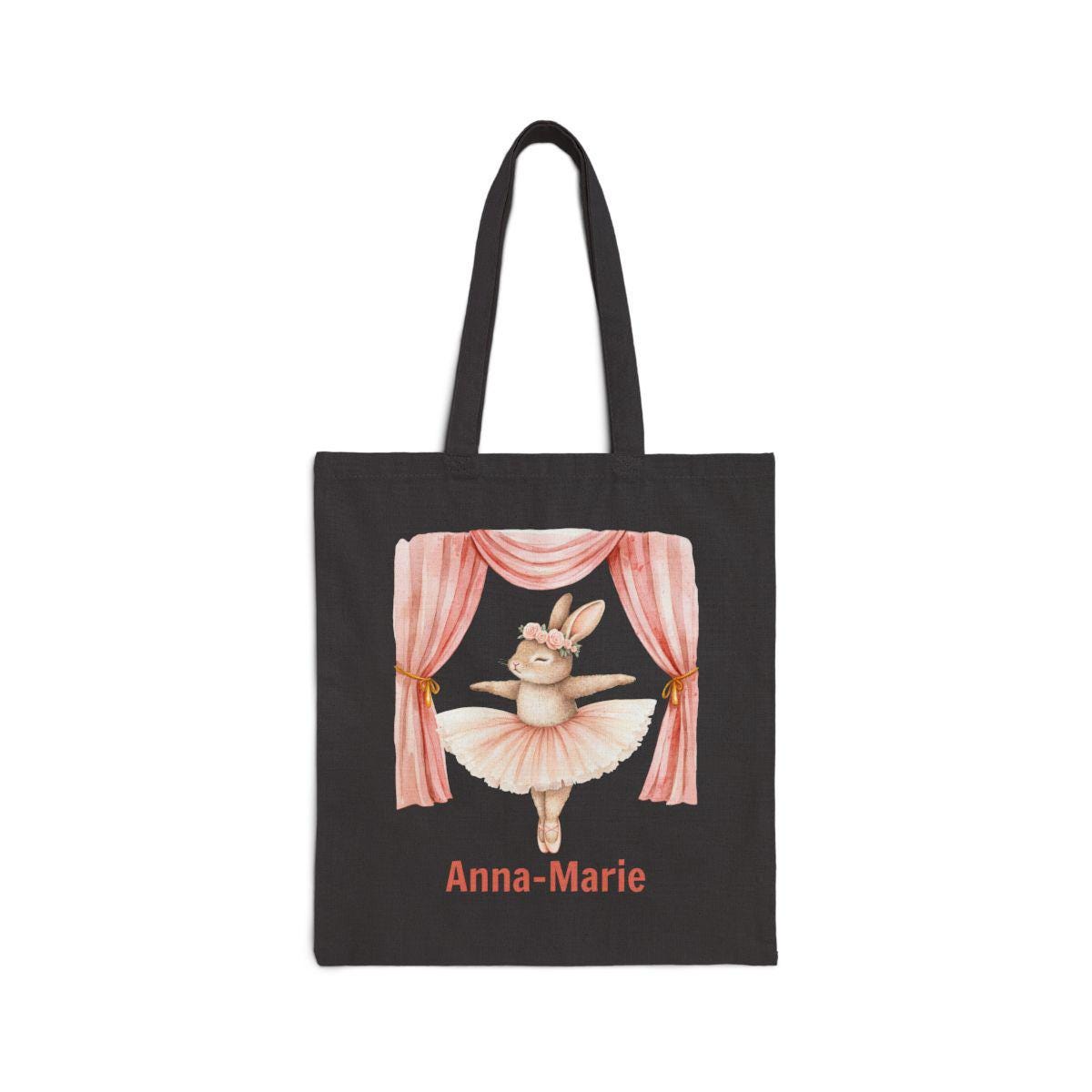 Personalized Ballet Bunny Tote Bag: Cotton Canvas Dance Bag