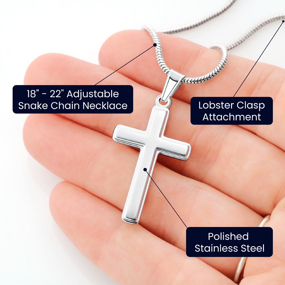 Personalized Cross Necklace for Mom, Christian Faith Jewelry, Mother's Day Gift, Proverbs 31:25 Religious Pendant