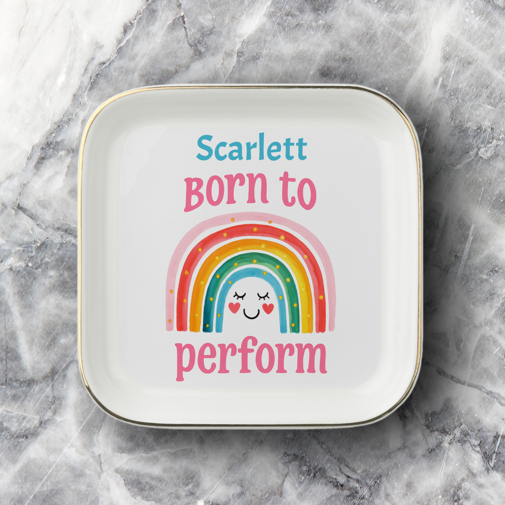 Born to Perform Jewelry Dish, Personalized Dancer Trinket Tray, Rainbow Theater Gift, Actor Gift, Dance Recital Gift