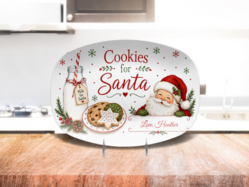 Personalized Cookies for Santa Christmas Platter, Santa Cookie Tray, Milk and Cookies Serving Dish, Christmas Eve Holiday Table Decor
