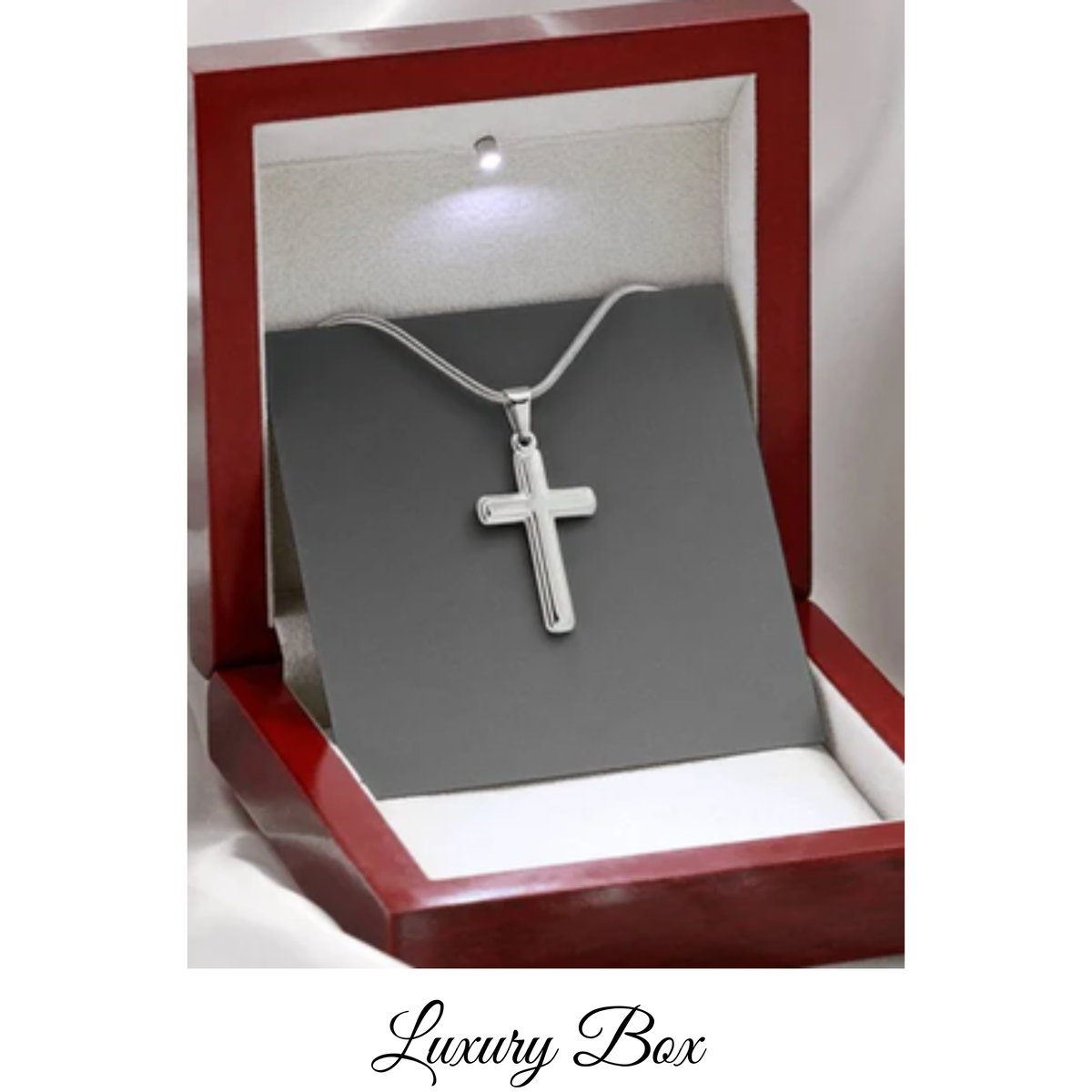 Steadfast Cross Necklace for Men with Cuban Link Chain, Optional Personalized Back Engraving, Christian Faith Gift for Him, Religious Jewelry