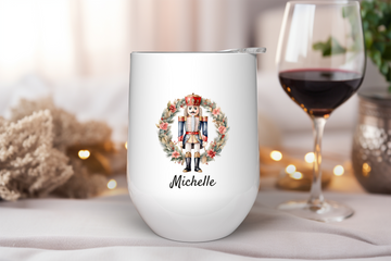 Personalized Nutcracker Ballet Wine Tumbler – Custom 12oz Stainless Steel Cup, Insulated Holiday Gift for Dancers & Christmas Lovers