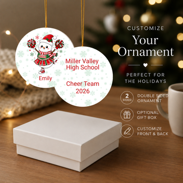 Personalized Cheerleader Snowman Ornament | Custom Cheer Team Christmas Ornament | Cheer Coach Gift | Team Keepsake