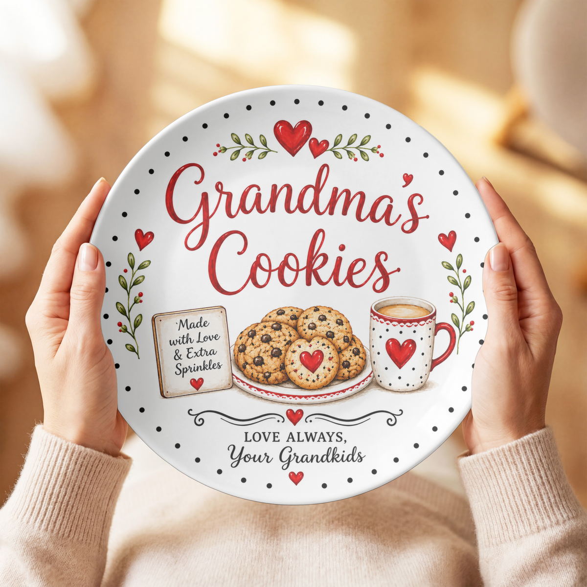 Grandma’s Cookies Plate, Grandmother Baking Gift, Cookie Serving Plate, Gift from Grandkids, Grandma Kitchen Keepsake