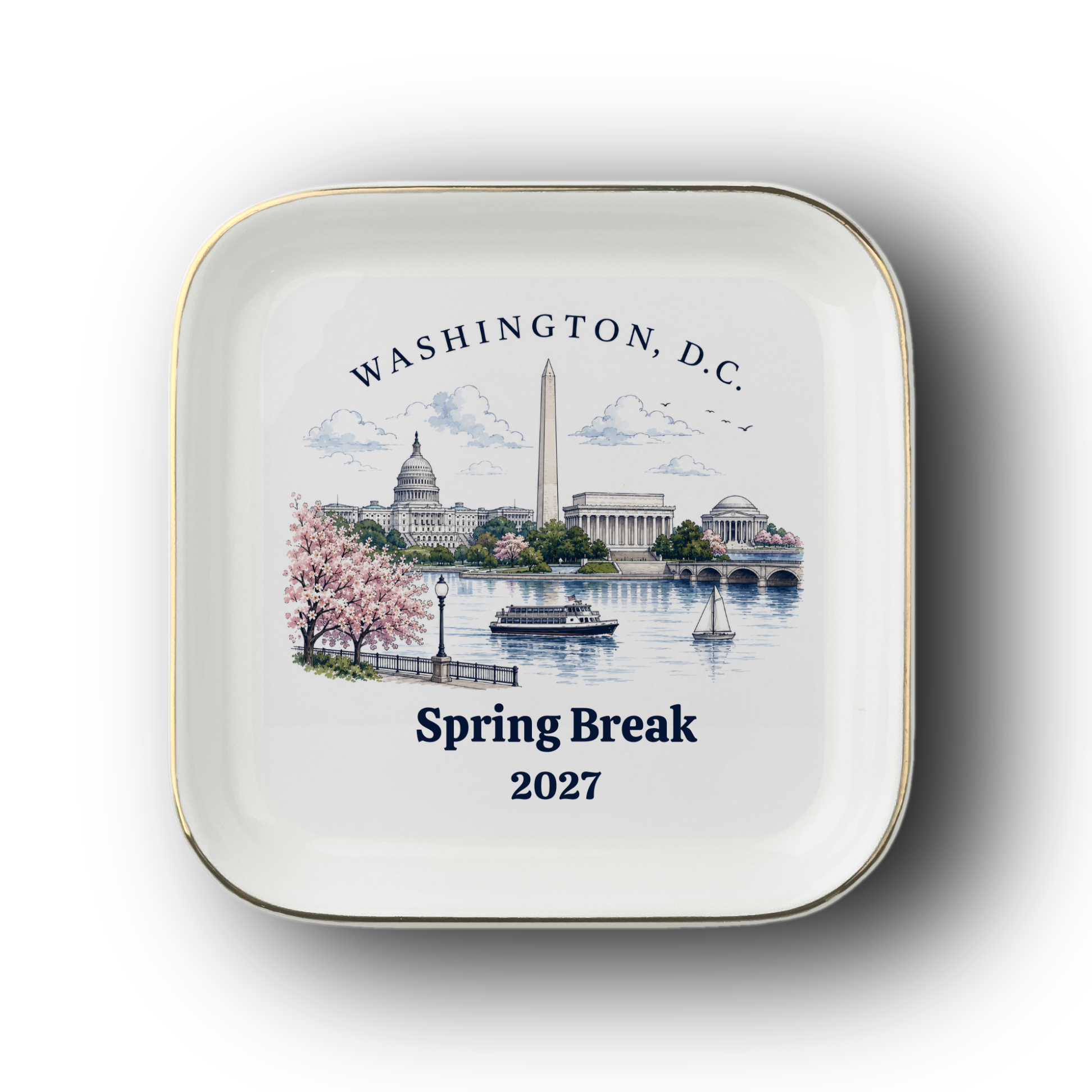 Personalized Washington DC Jewelry Dish, Capitol Skyline Trinket Tray, Souvenir Gift for DC Travelers, Travel Keepsake Gift