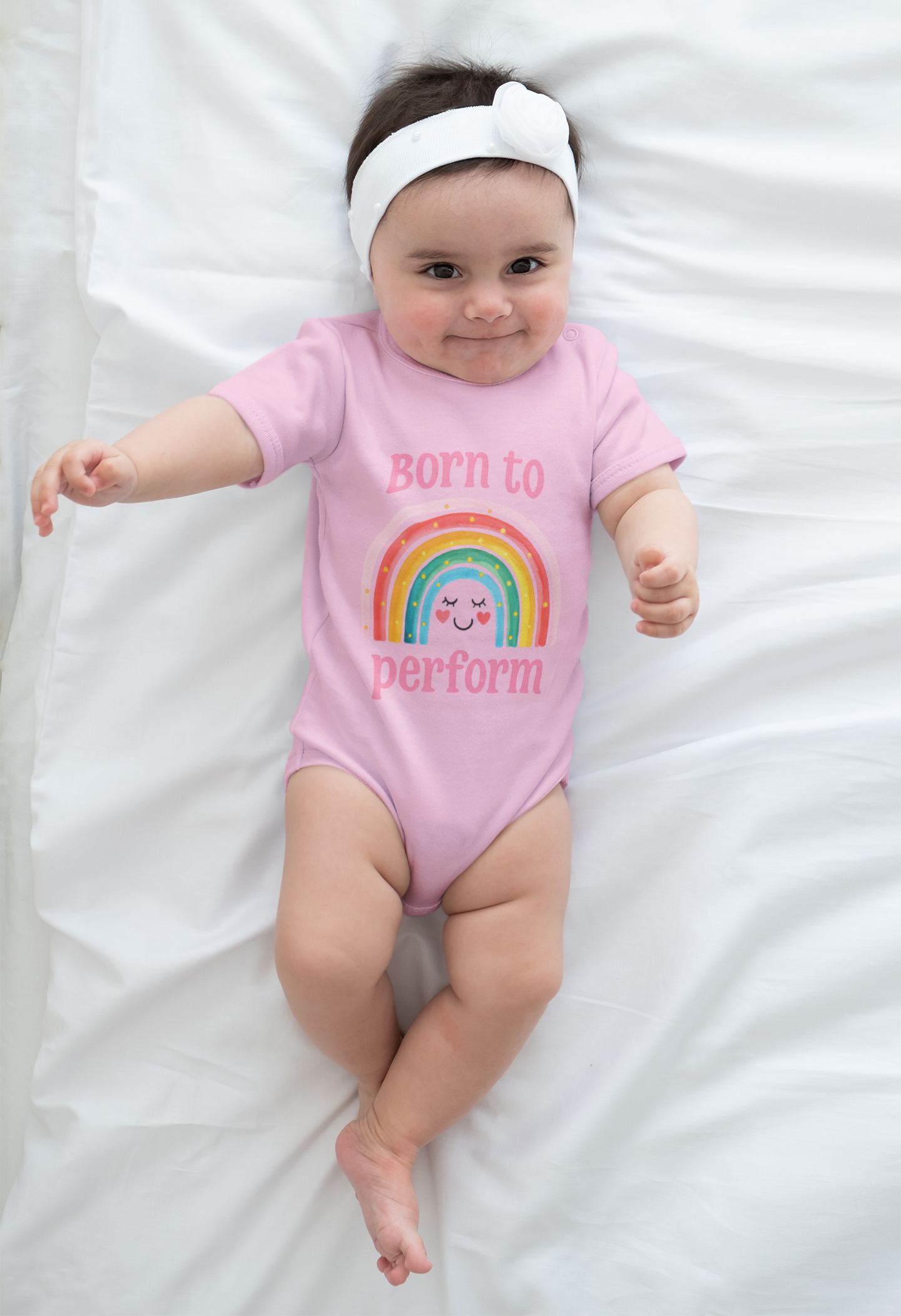 Born to Perform Baby Bodysuit: Rainbow Theater Outfit, 100% Cotton