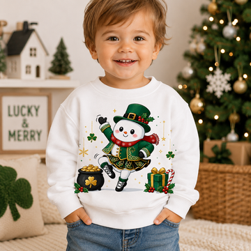 Toddler Irish Dancing Snowman Sweatshirt, St. Patrick's Day Irish Dancer, Celtic Christmas Snowman, Irish Dance Gift, Holiday Crewneck