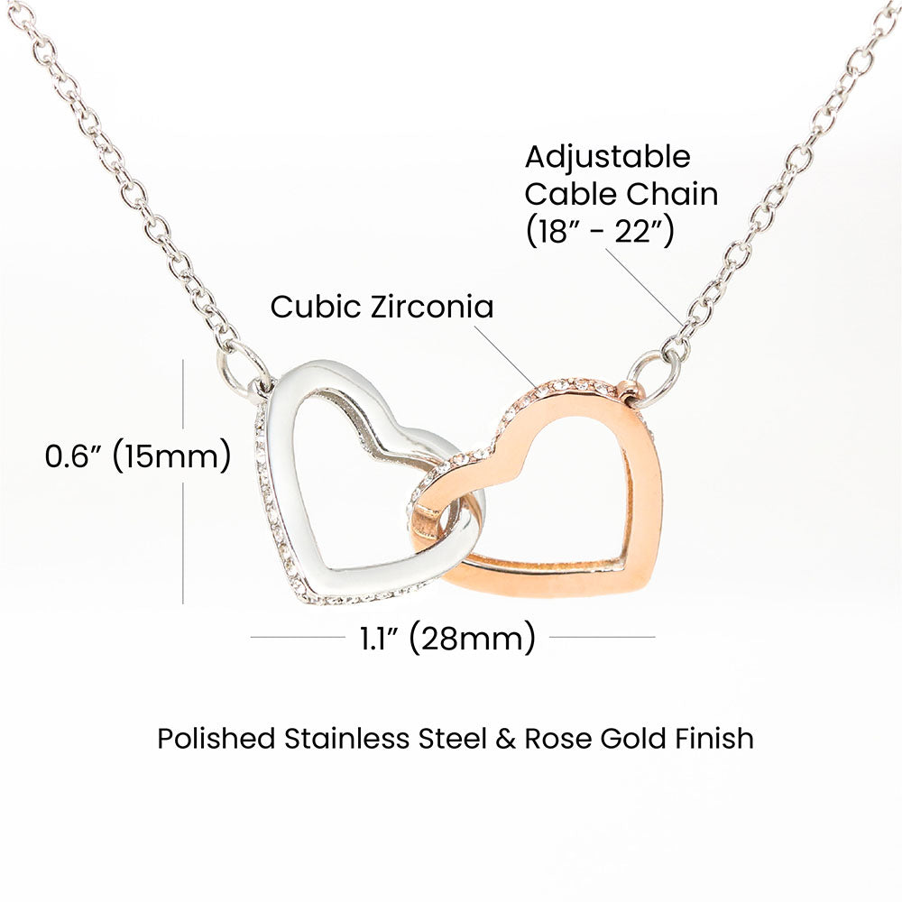 Personalized Beautiful Wife Interlocking Hearts Necklace, Romantic Anniversary Gift for Wife, Two Hearts One Love Jewelry, Gift for Her