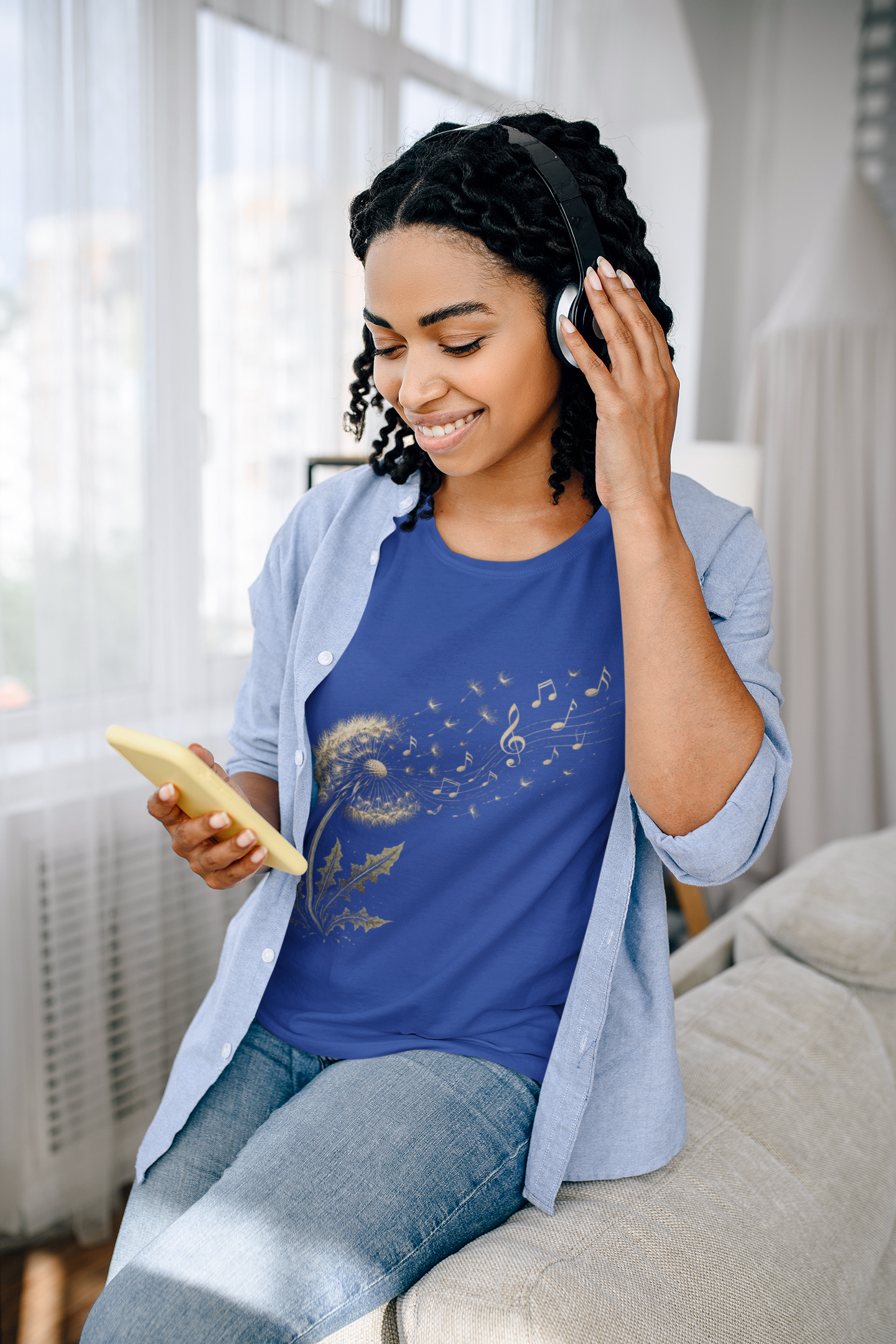 Dandelion Music Tee, Musical Note T-Shirt, Unique Music Lover Gift