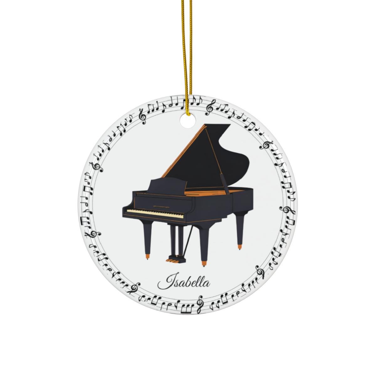 Custom Grand Piano Ornament – Personalized Ceramic Christmas Tree Decoration with Name, Gift for Pianist, Student, or Music Teacher