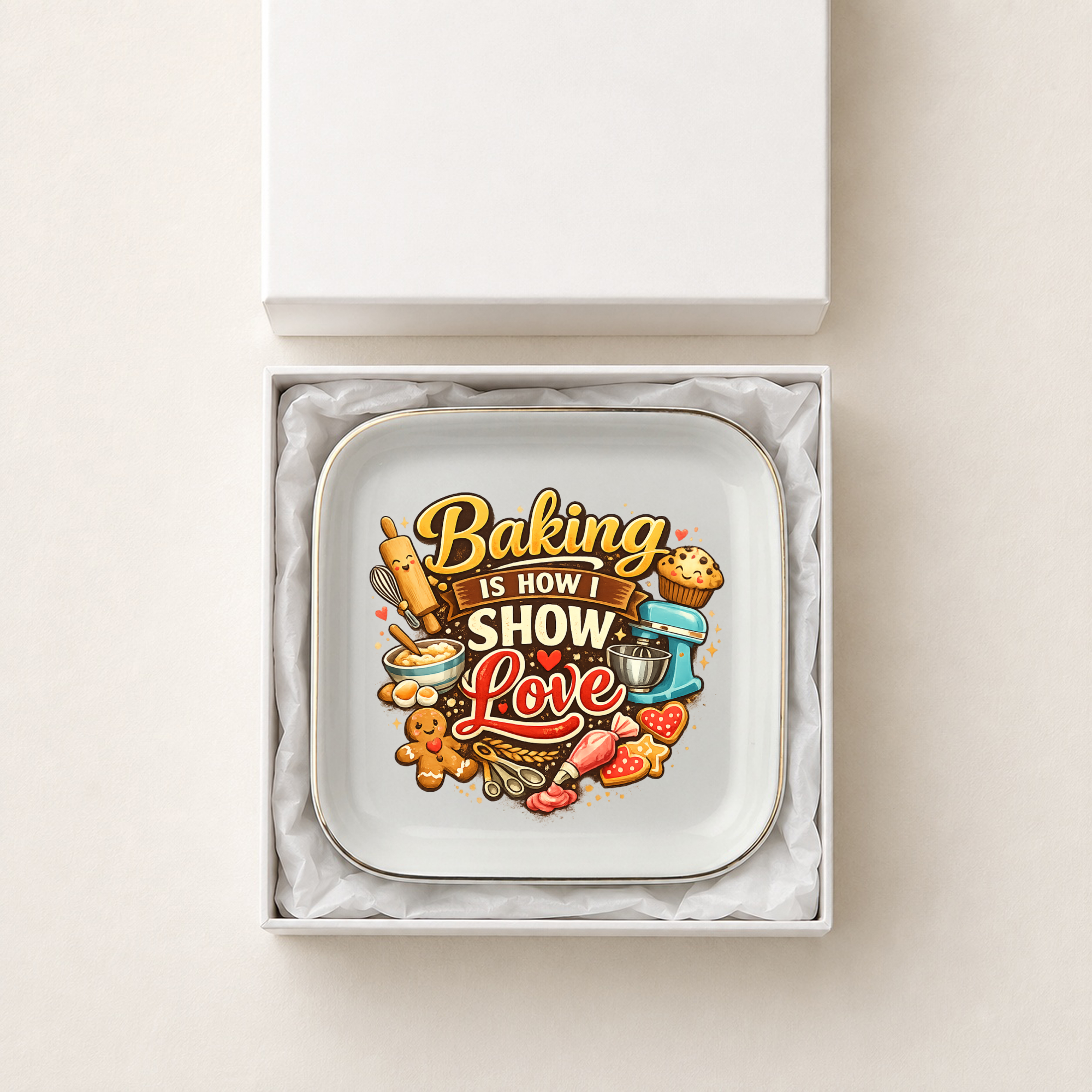 Baking Is How I Show Love Jewelry Dish, Baker Gift, Baking Lover Tray, Pastry Chef Keepsake, Ceramic Ring Dish, Kitchen Decor