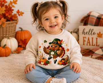 Toddler Irish Dancer Thanksgiving Sweatshirt, Dancing Turkey Crewneck, Fall Irish Dance Gift, Thanksgiving Sweater