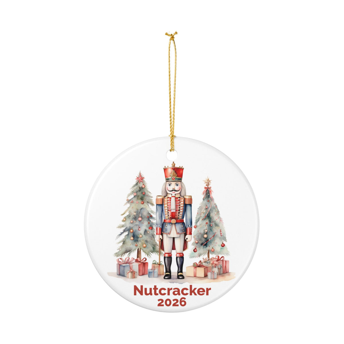 Personalized Nutcracker Ballet Ornament: Double-Sided Ceramic Decoration Ornament, (1pc), Available with Gift Box