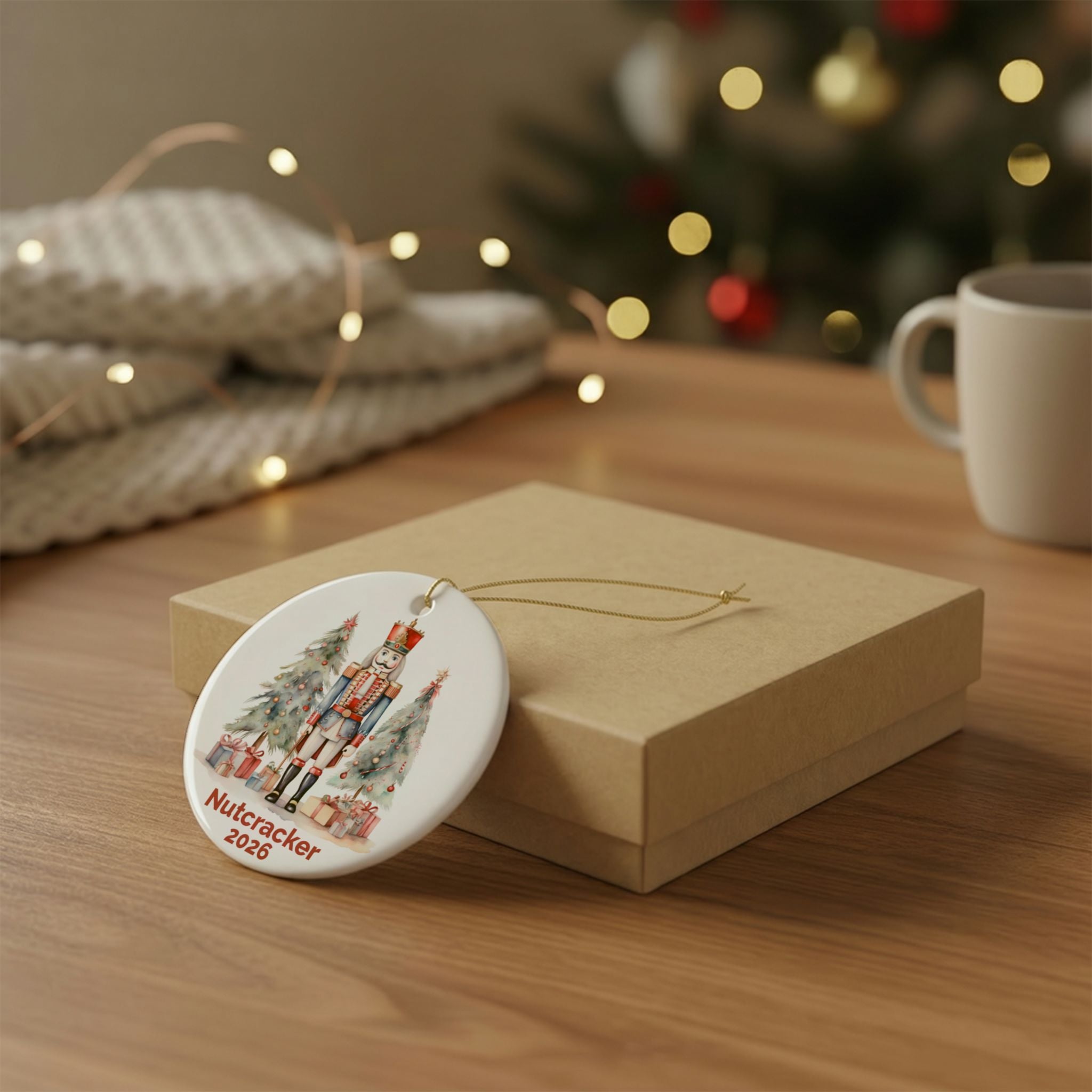 Personalized Nutcracker Ballet Ornament: Double-Sided Ceramic Decoration Ornament, (1pc), Available with Gift Box