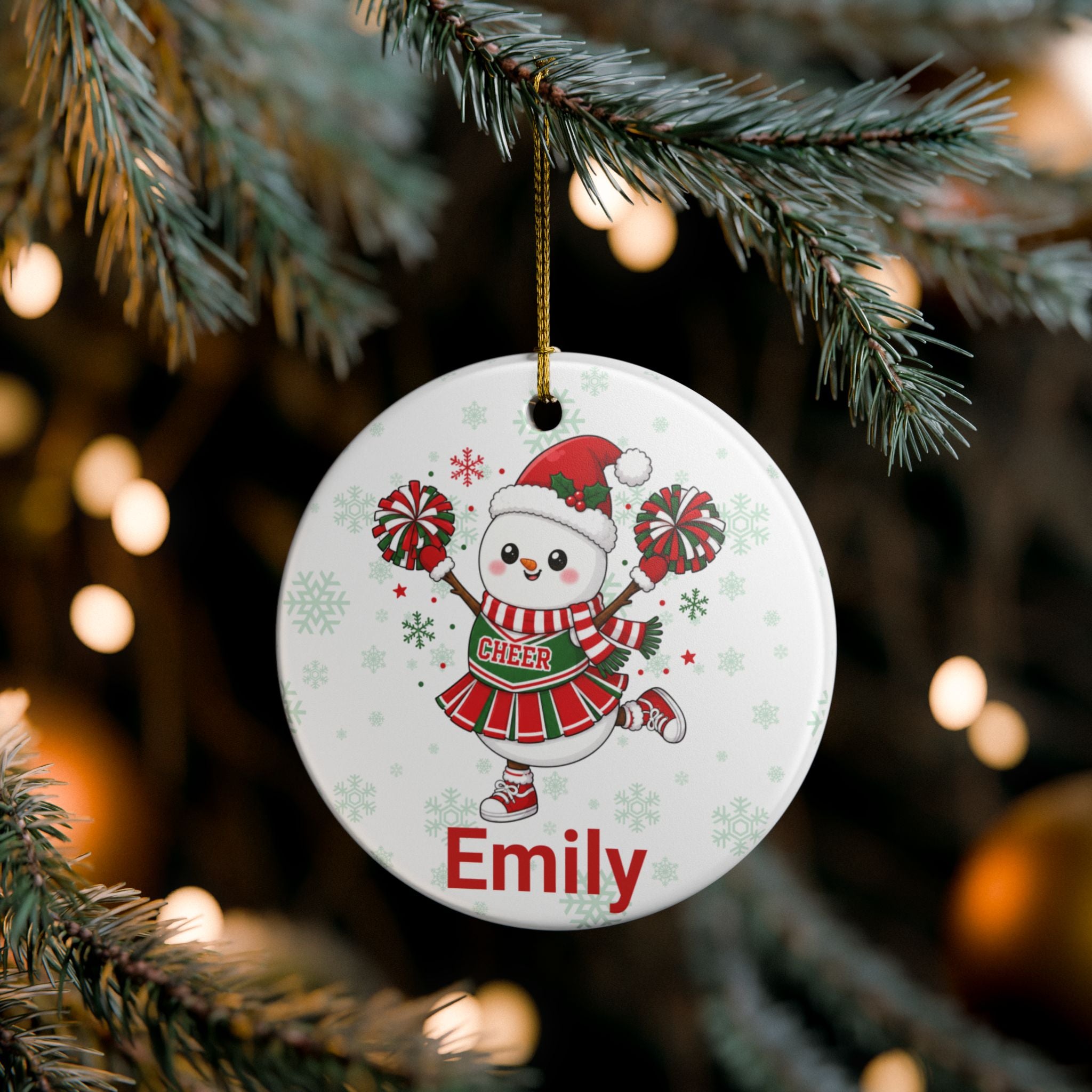 Personalized Cheerleader Snowman Ornament | Custom Cheer Team Christmas Ornament | Cheer Coach Gift | Team Keepsake