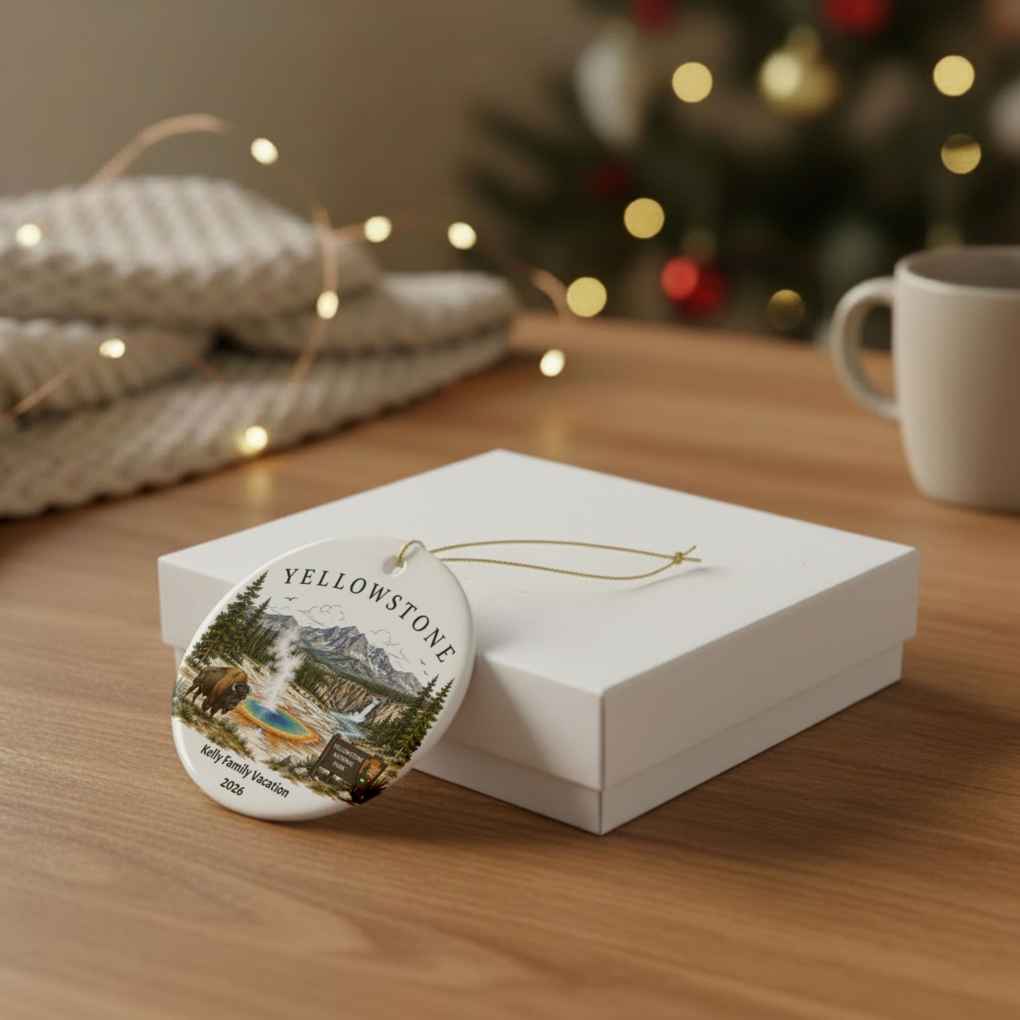 Personalized Yellowstone National Park Ornament | Custom Family Vacation Keepsake | Yellowstone Christmas Ornament | Travel Gift