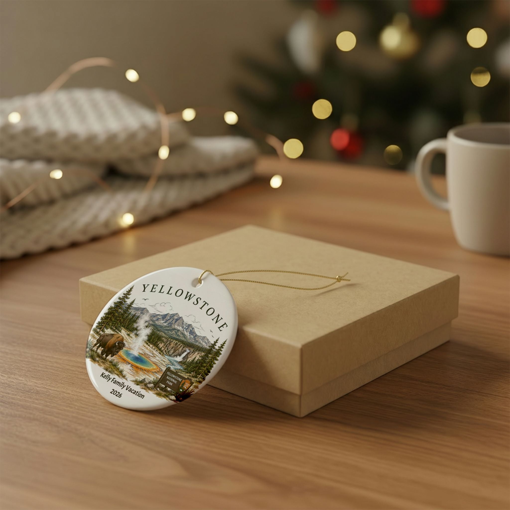 Personalized Yellowstone National Park Ornament | Custom Family Vacation Keepsake | Yellowstone Christmas Ornament | Travel Gift