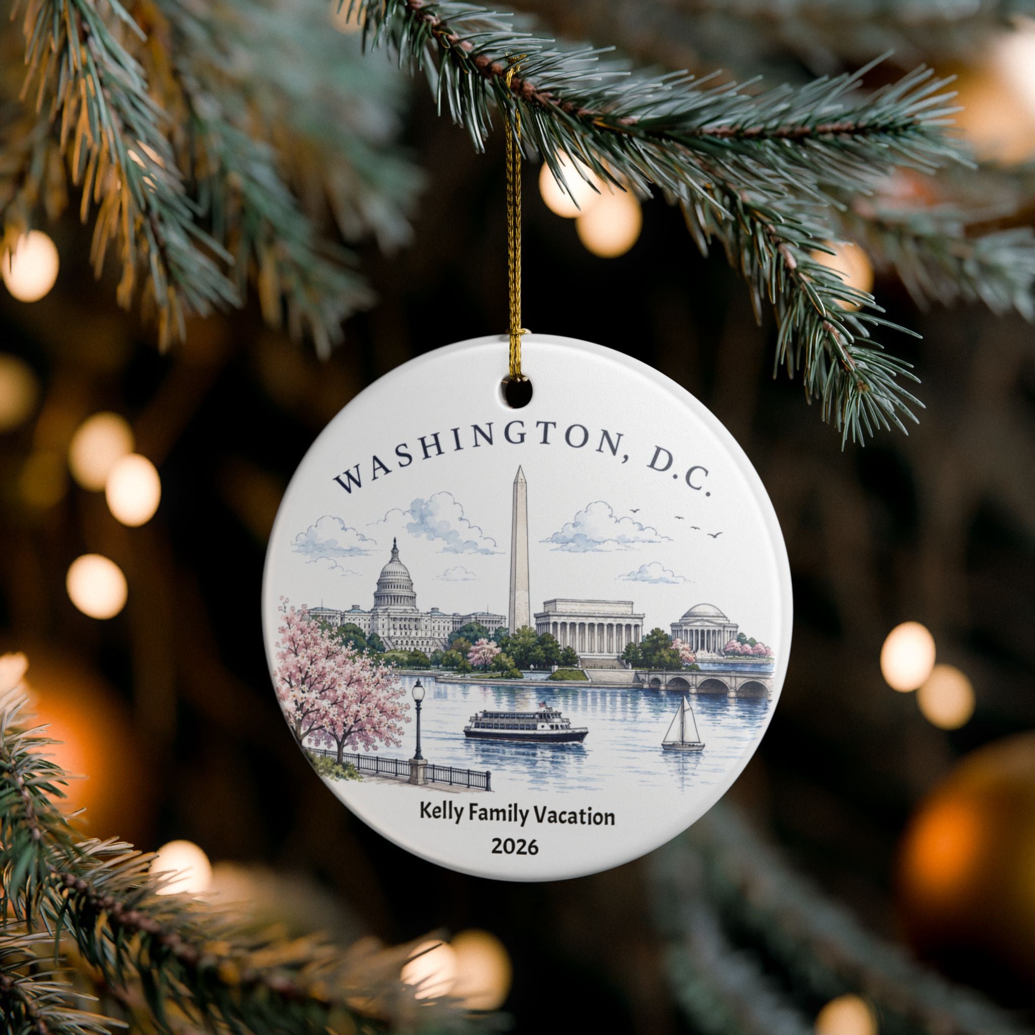 Personalized Washington D.C. Ornament | Custom Family Vacation Keepsake | Washington D.C. Christmas Ornament | Travel Gift
