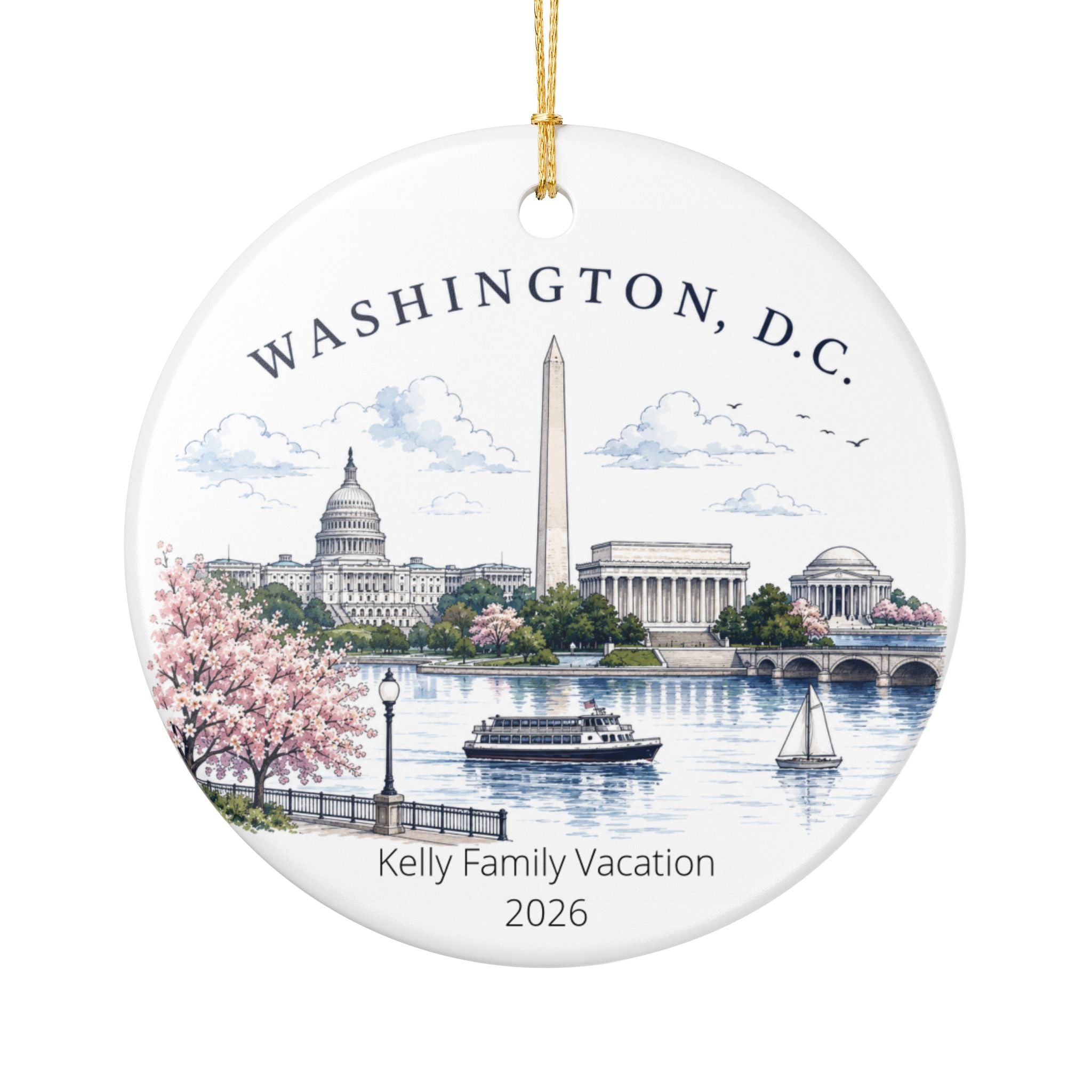 Personalized Washington D.C. Ornament | Custom Family Vacation Keepsake | Washington D.C. Christmas Ornament | Travel Gift