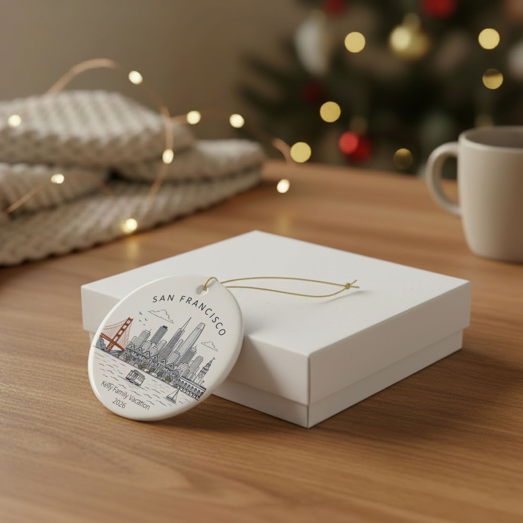 Personalized San Francisco Family Vacation Ornament, Family Vacation Keepsake, Custom Name Christmas Ornament, Travel Keepsake Gift