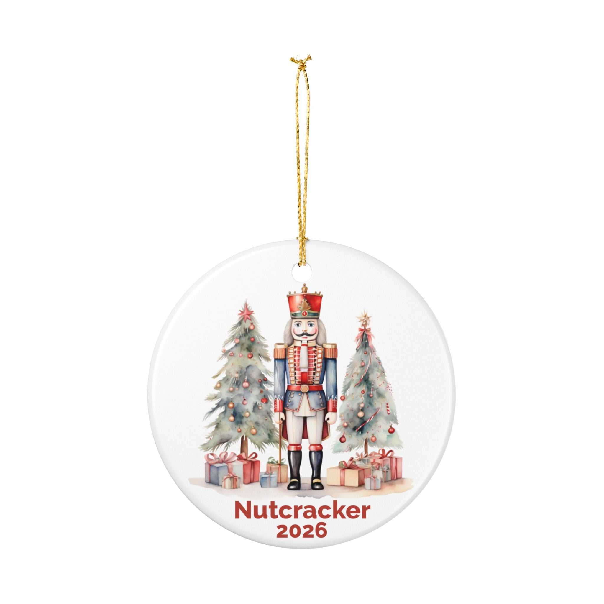Personalized Nutcracker Ballet Ornament: Double-Sided Ceramic Decoration Ornament, (1pc), Available with Gift Box