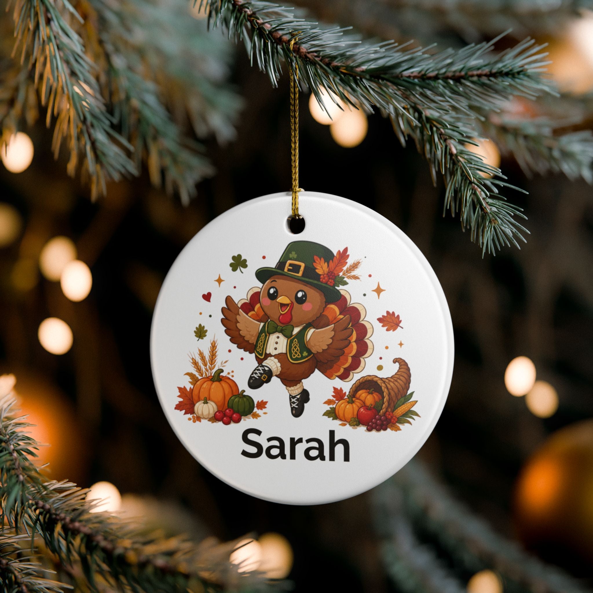 Personalized Irish Dancing Turkey Ornament, Custom Thanksgiving Decoration, Keepsake Ornament, Gift for Irish Dancer, Optional Box