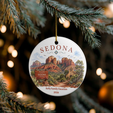Personalized Sedona Arizona Souvenir Ornament | Custom Family Vacation Keepsake | Sedona Red Rocks Christmas Ornament | Travel Gift