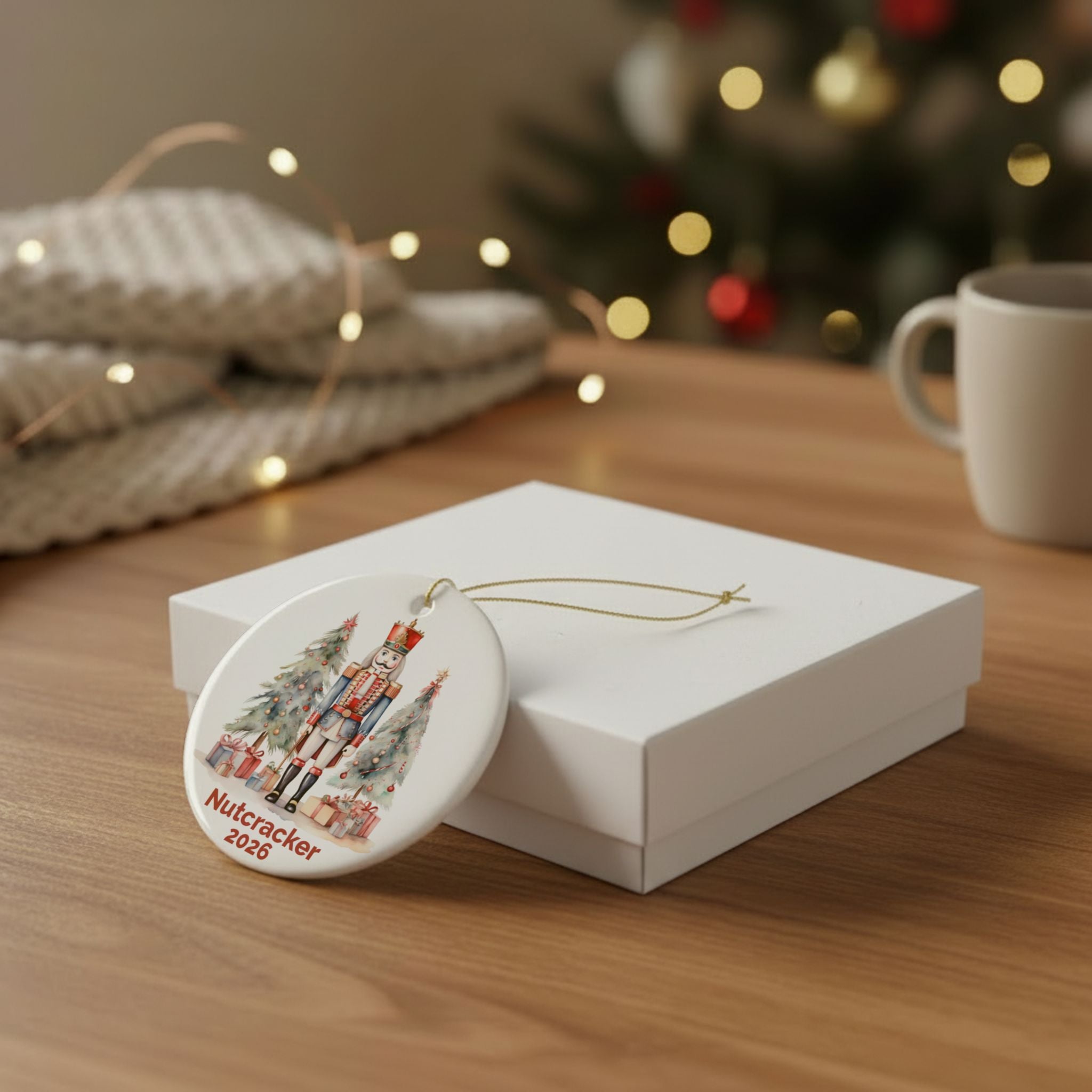 Personalized Nutcracker Ballet Ornament: Double-Sided Ceramic Decoration Ornament, (1pc), Available with Gift Box