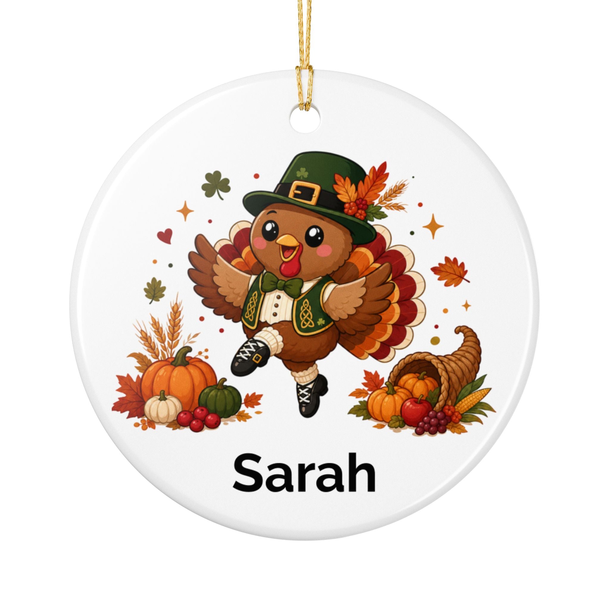 Personalized Irish Dancing Turkey Ornament, Custom Thanksgiving Decoration, Keepsake Ornament, Gift for Irish Dancer, Optional Box