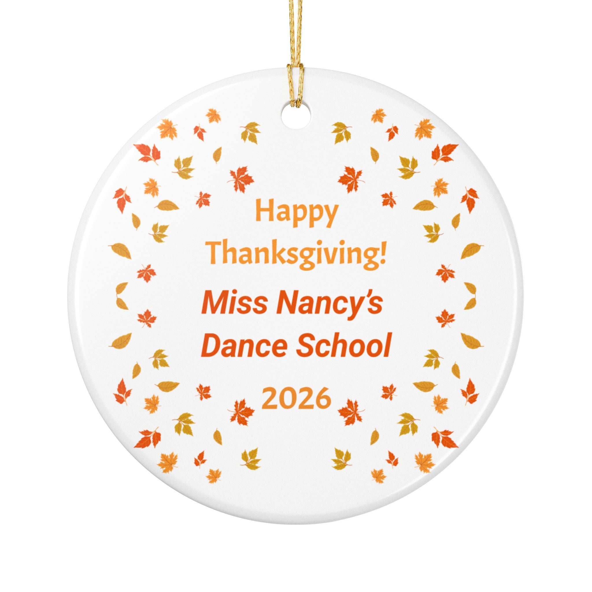 Personalized Thanksgiving Dance Ornament, Dance School Gift, Custom Dancer Ornament, Dance Recital Keepsake