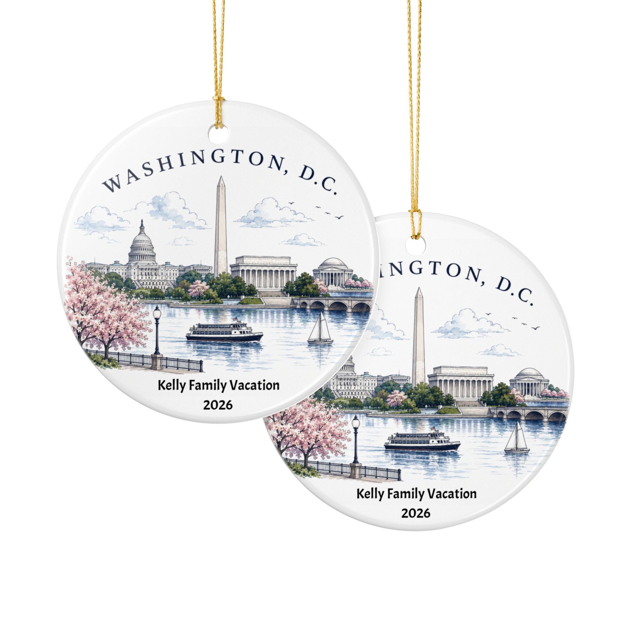 Personalized Washington D.C. Ornament | Custom Family Vacation Keepsake | Washington D.C. Christmas Ornament | Travel Gift