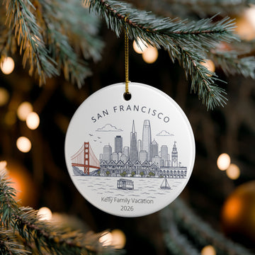 Personalized San Francisco Family Vacation Ornament, Family Vacation Keepsake, Custom Name Christmas Ornament, Travel Keepsake Gift