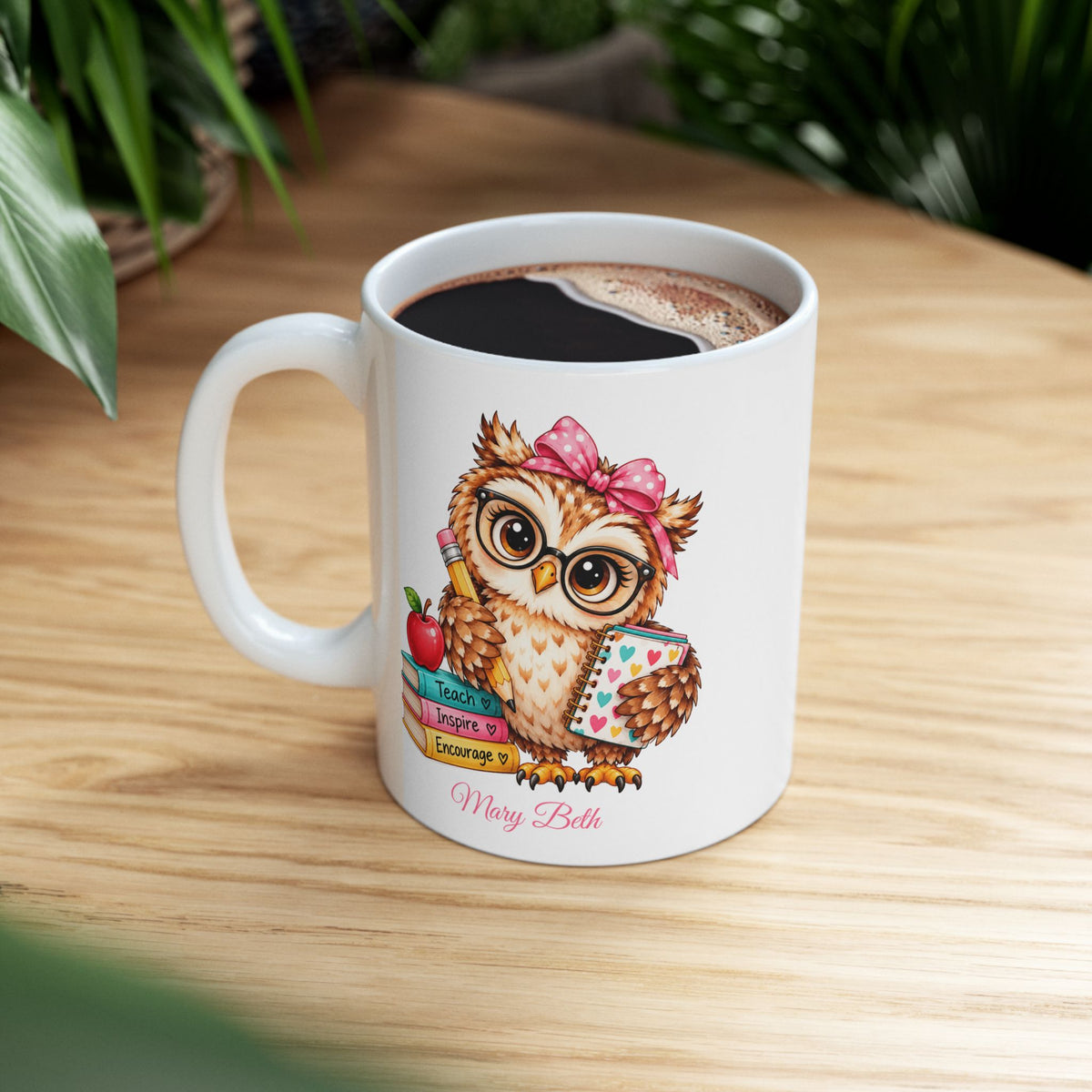Teacher Appreciation Gift, Personalized Teacher Owl Coffee Mug, Teacher Present, Cute Owl Mug, Bird Lover Mug