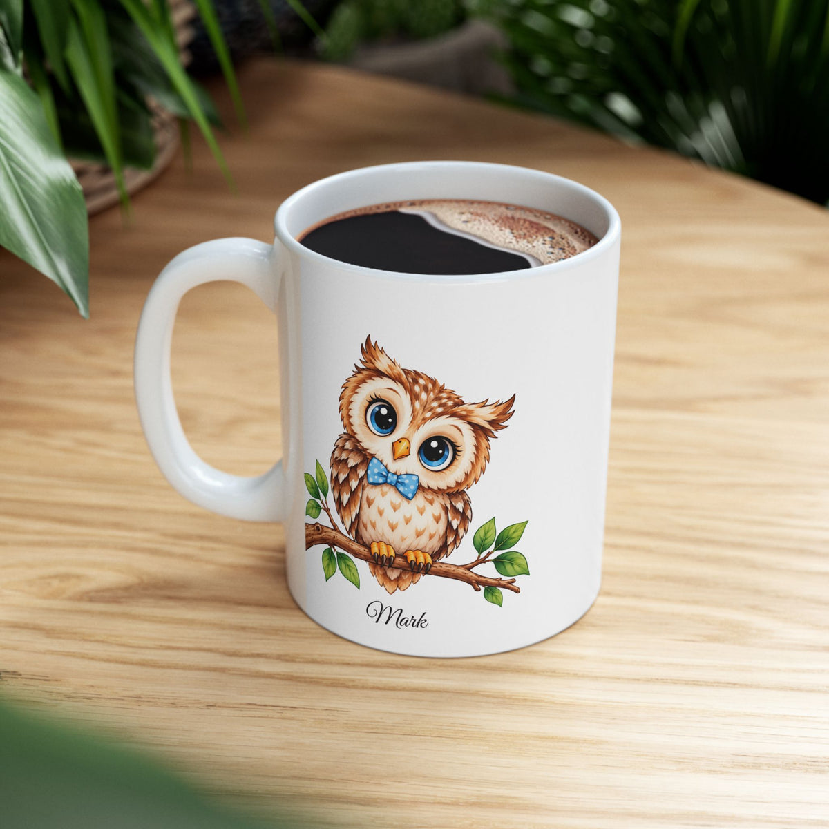 Owl Lover Gift, Bird Watcher Gift, Woodland Owl Cup, Personalized Coffee Mug, 11 oz and 15 oz