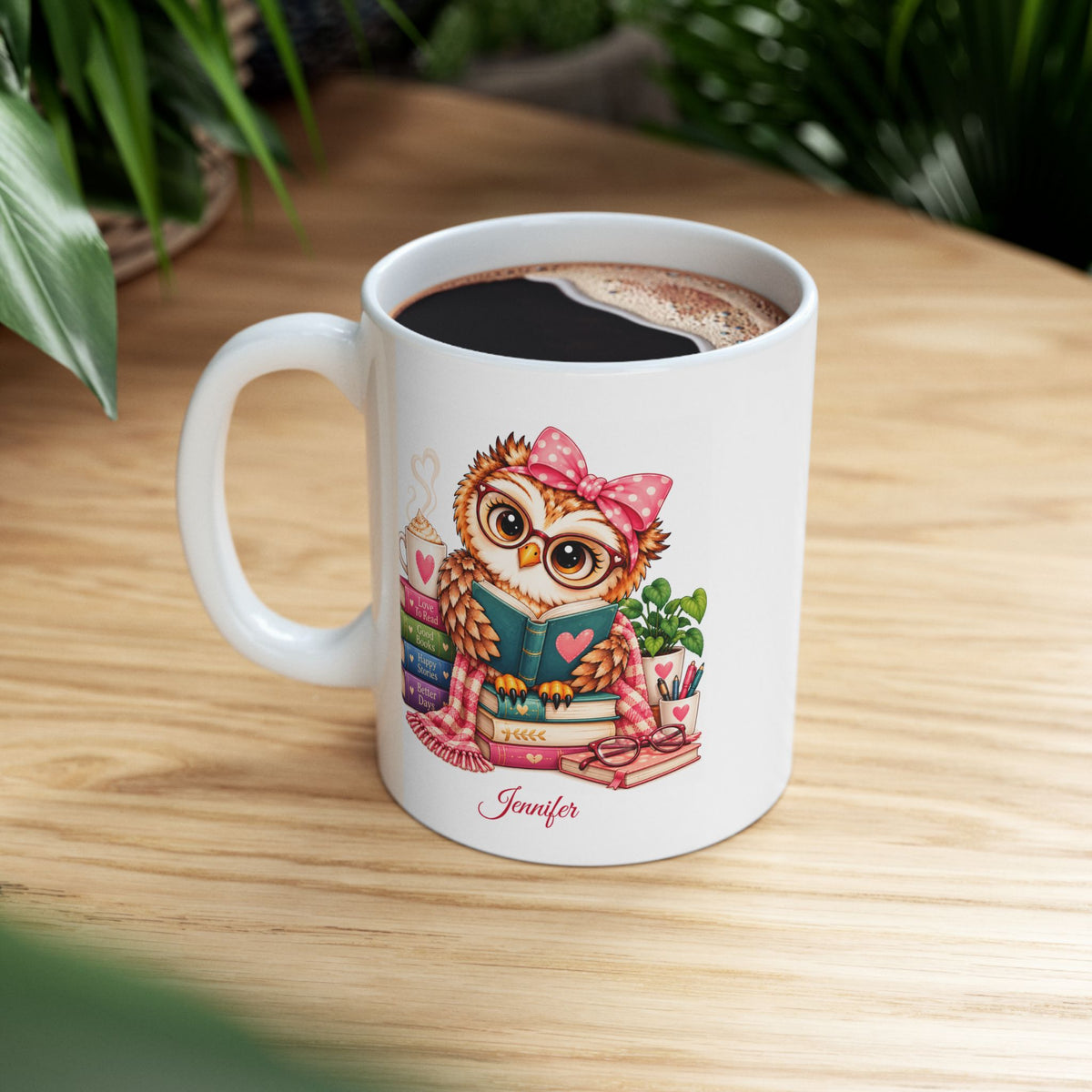 Book Lover Mug, Owl Lover Gift, Personalized Coffee Mug,  Bird Watcher Gift, 11oz or  15oz Coffee Cup