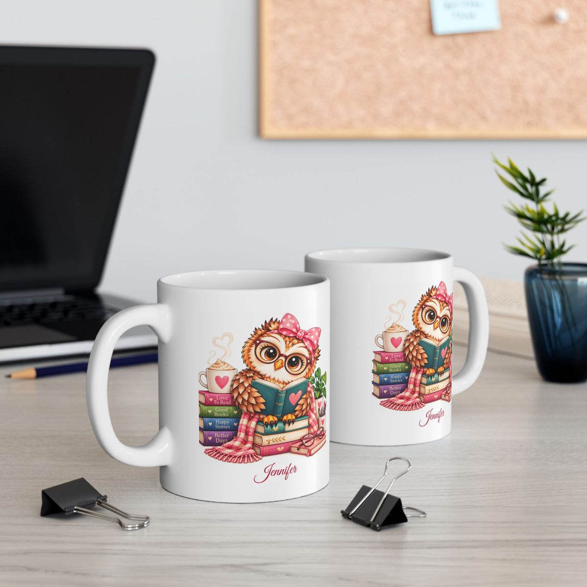 Book Lover Mug, Owl Lover Gift, Personalized Coffee Mug,  Bird Watcher Gift, 11oz or  15oz Coffee Cup