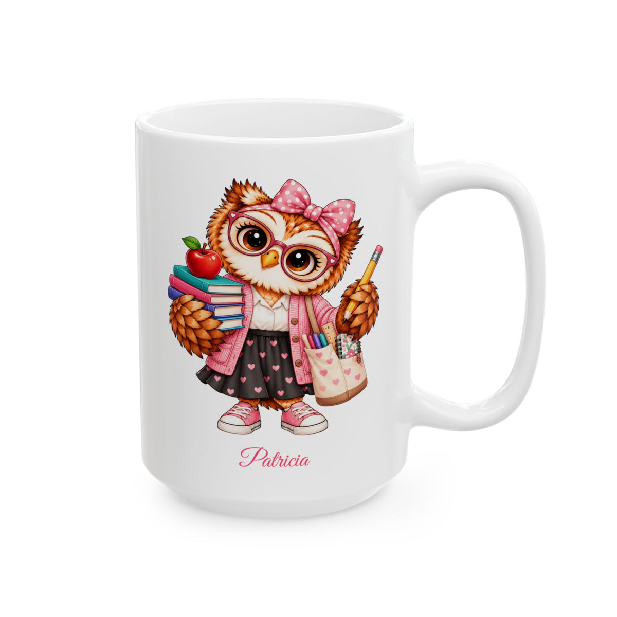 Personalized Teacher Owl Mug, Cute Teacher Coffee Cup, Student Teacher Gift, Secret Santa Present