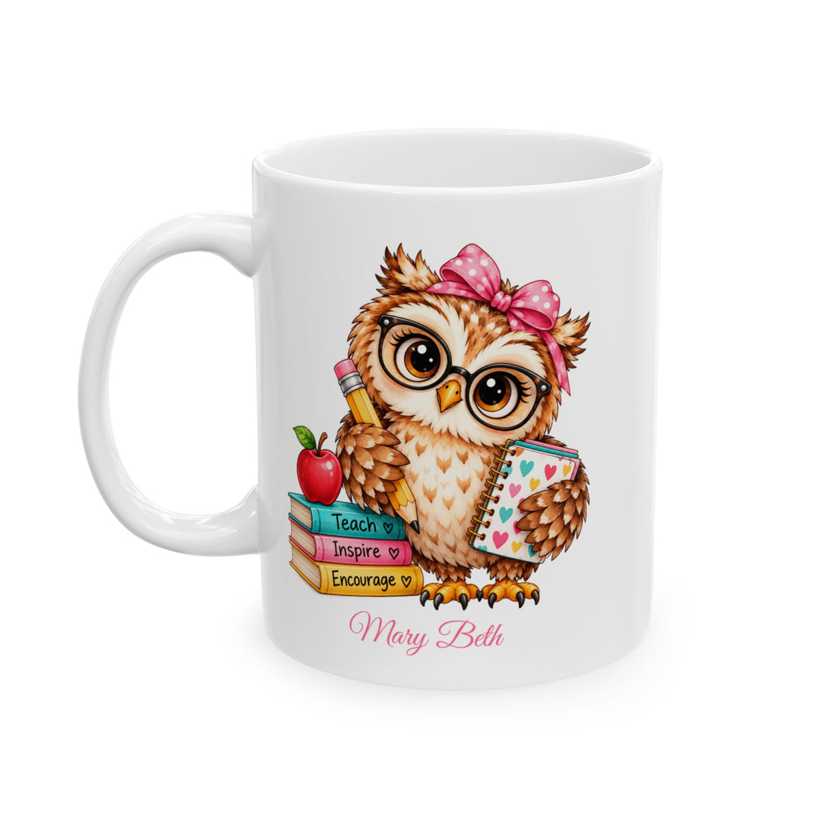 Teacher Appreciation Gift, Personalized Teacher Owl Coffee Mug, Teacher Present, Cute Owl Mug, Bird Lover Mug