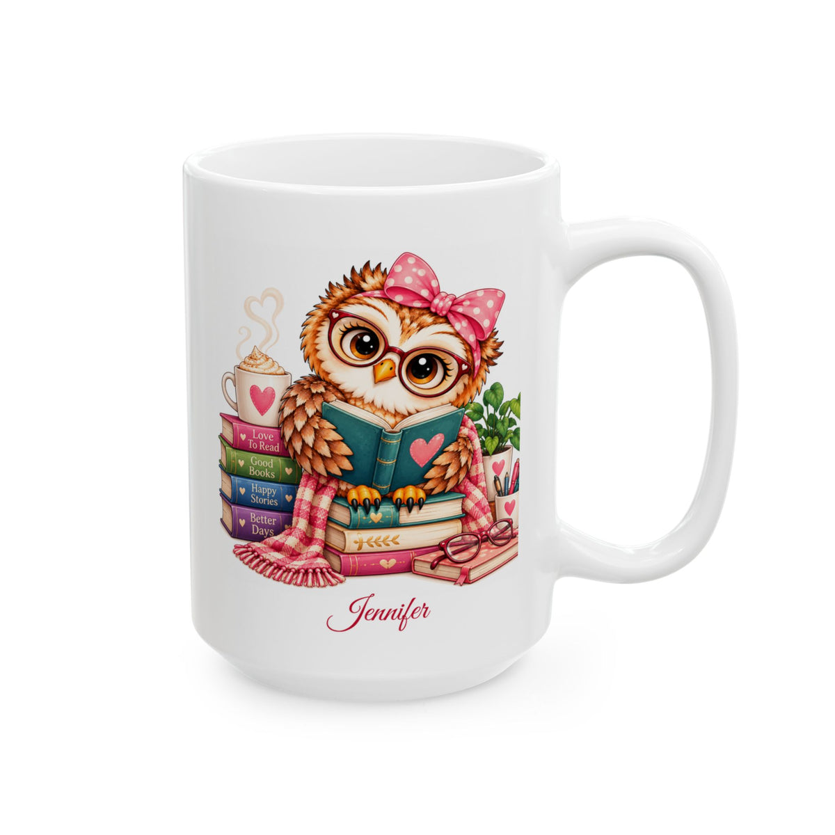 Book Lover Mug, Owl Lover Gift, Personalized Coffee Mug,  Bird Watcher Gift, 11oz or  15oz Coffee Cup