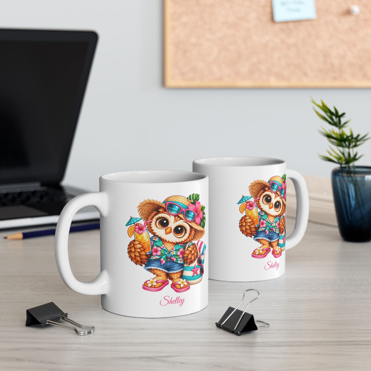 Beach Owl Coffee Mug, Tropical Owl Gift, Summer Bird Lover Mug, Cute Vacation Coffee Cup, Owl Lover Gift, 11oz or 15oz