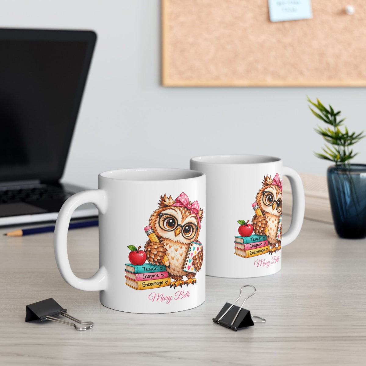 Teacher Appreciation Gift, Personalized Teacher Owl Coffee Mug, Teacher Present, Cute Owl Mug, Bird Lover Mug