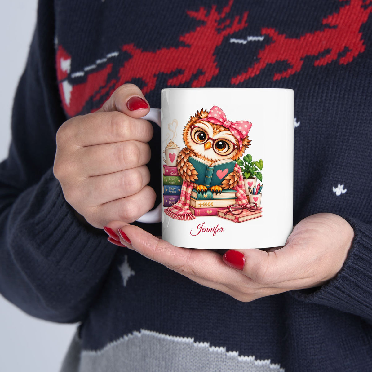 Book Lover Mug, Owl Lover Gift, Personalized Coffee Mug,  Bird Watcher Gift, 11oz or  15oz Coffee Cup