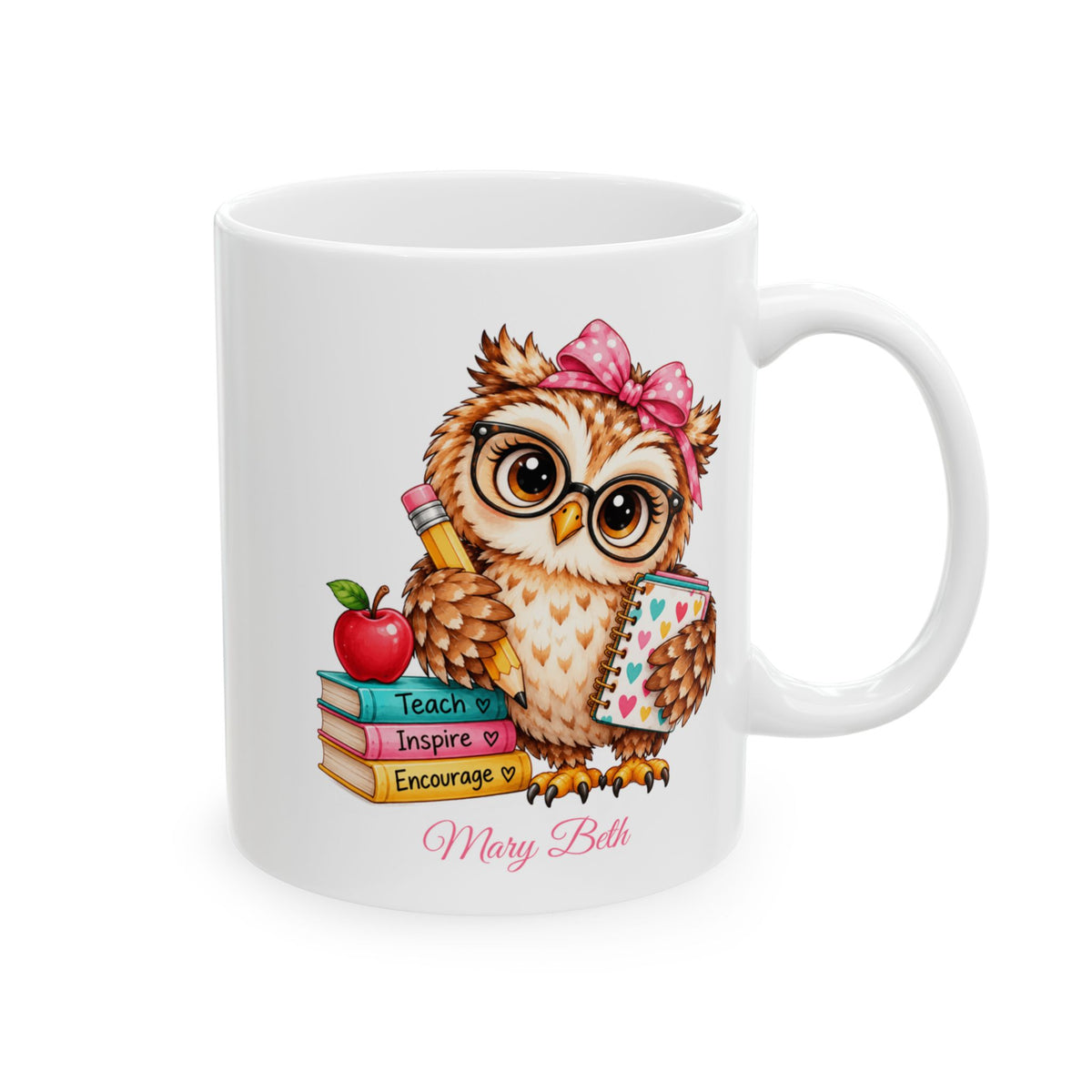 Teacher Appreciation Gift, Personalized Teacher Owl Coffee Mug, Teacher Present, Cute Owl Mug, Bird Lover Mug