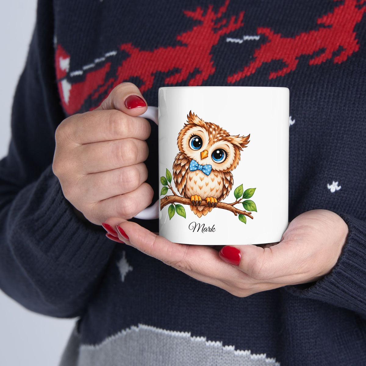 Owl Lover Gift, Bird Watcher Gift, Woodland Owl Cup, Personalized Coffee Mug, 11 oz and 15 oz