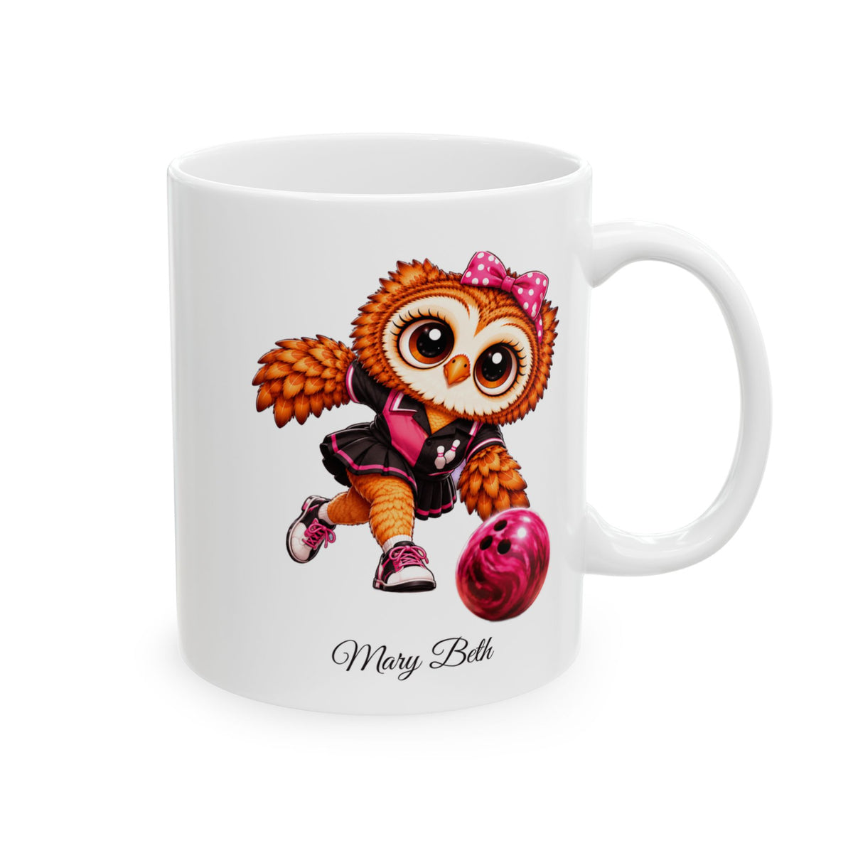 Female Bowler Gift, Personalized Girl Bowling Owl Coffee Mug, Bowling Mug, Cute Owl Lover Gift  11 oz and 15 oz
