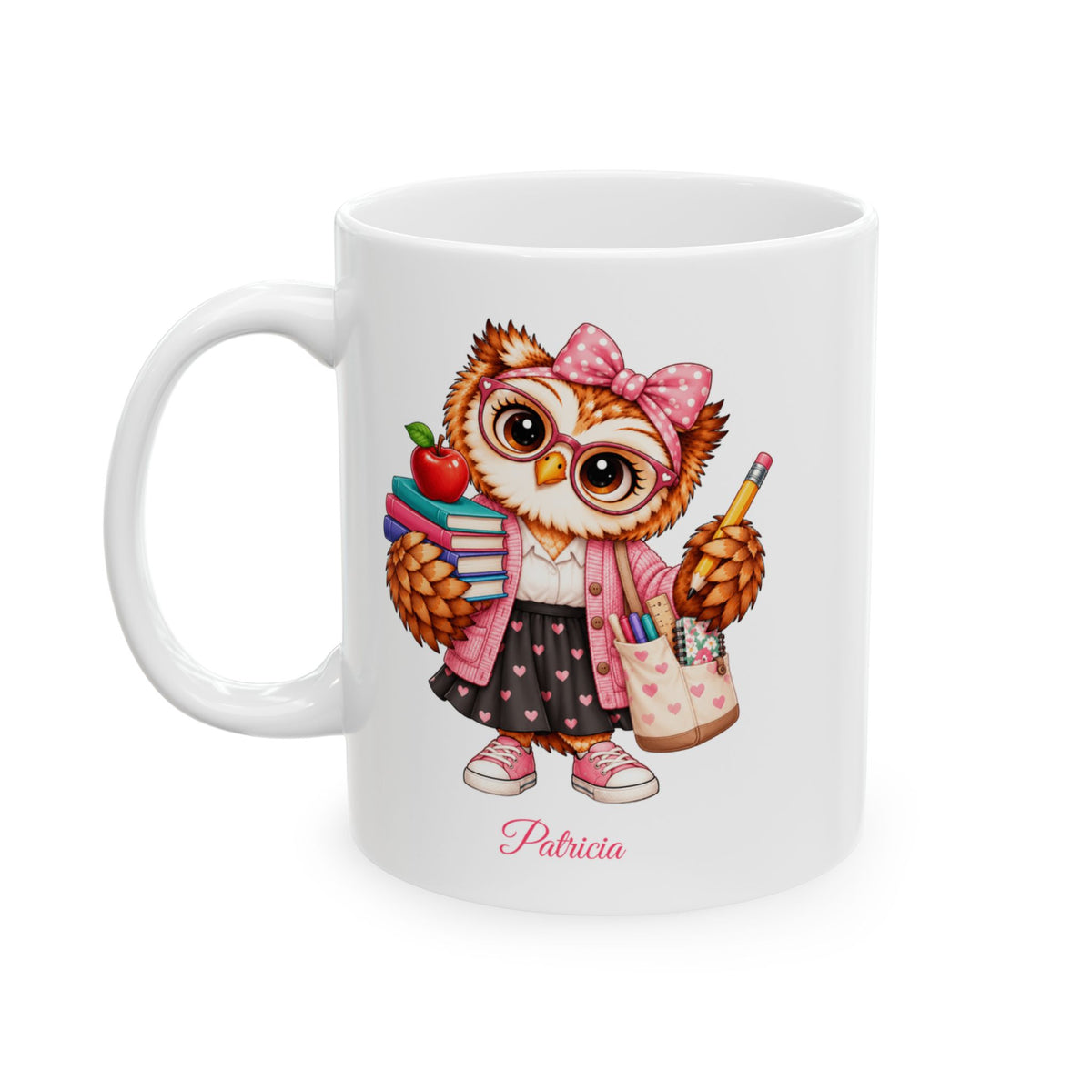 Personalized Teacher Owl Mug, Cute Teacher Coffee Cup, Student Teacher Gift, Secret Santa Present